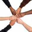 diverse hands together