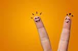 Waggish happy fingers with team building concept